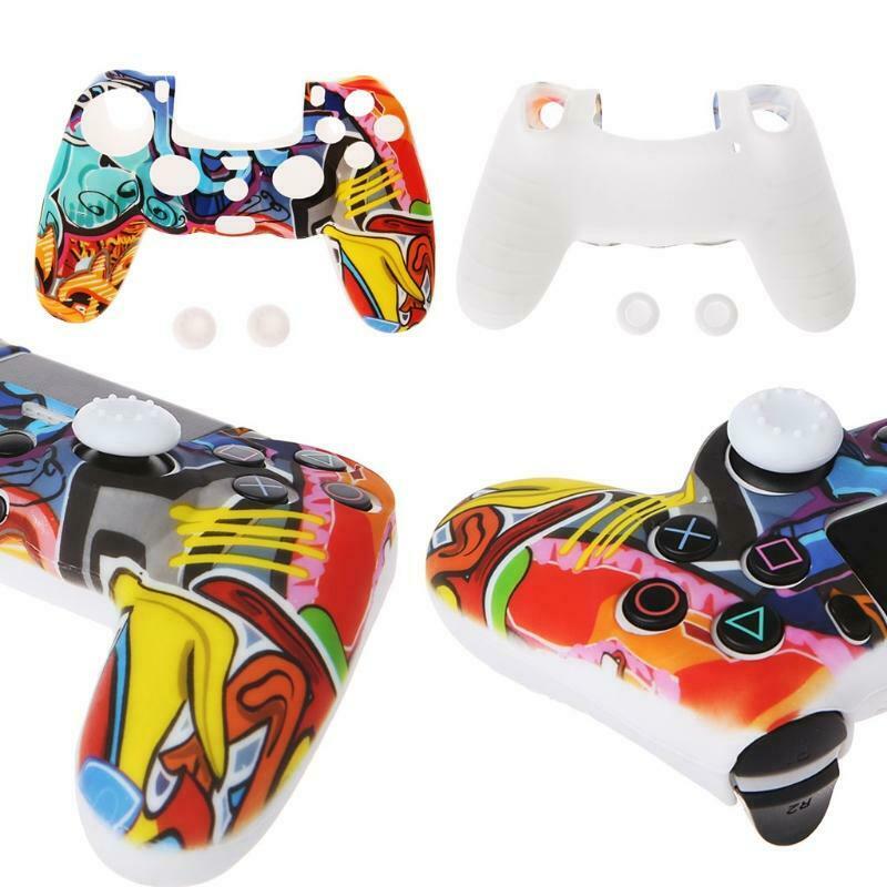 Multicolor Style Silicone Gamepad Cover Case + 2 Joystick Cap For PS4 Controller