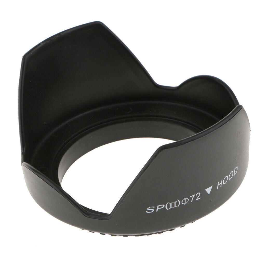 72mm Plastic Standard Crown Petal Flower Shaped Camera Lens Hood Black