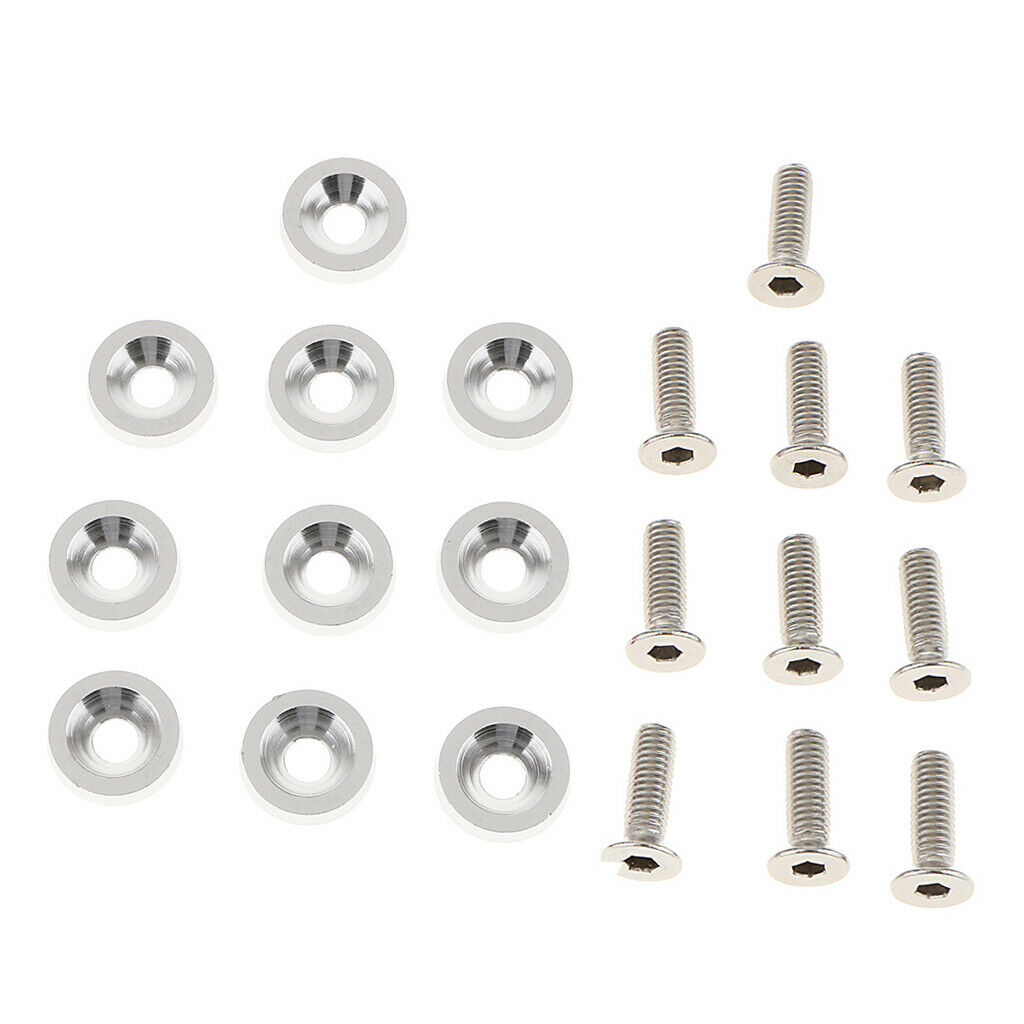 10pcs Sliver Aluminum Cup Head Screw Bolt Cone Washers Gaskets 6mm