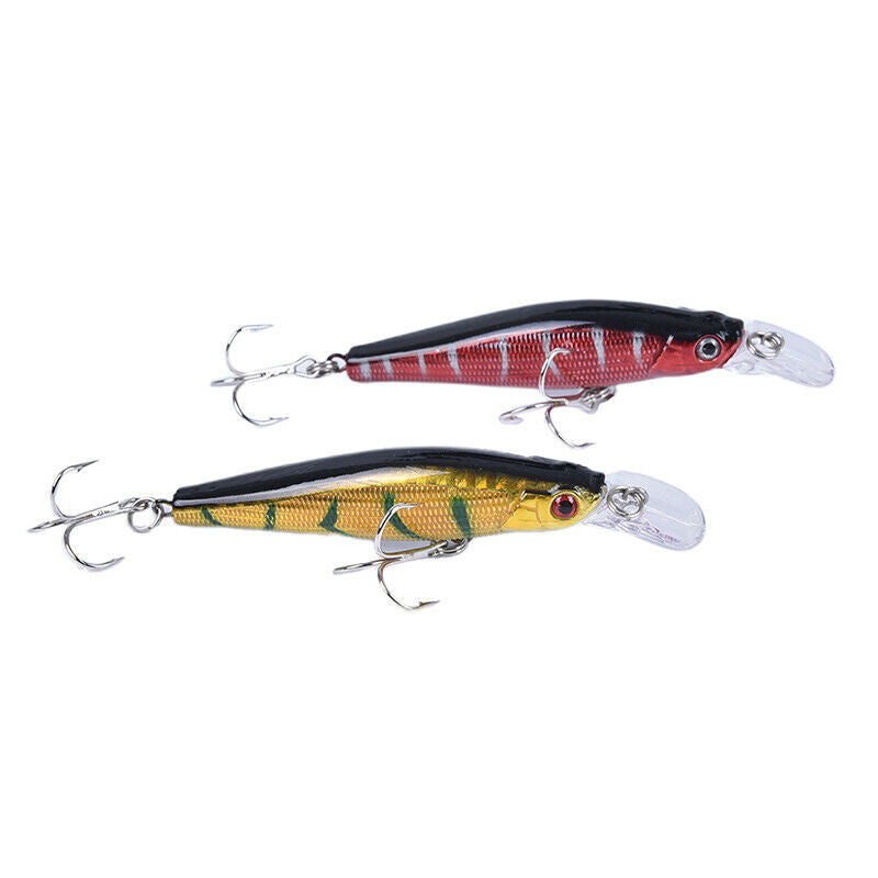 5pcs Fishing Bass Lures Diving Crankbait Minnow Bait Crank Baits Hook Tac bnS Pb