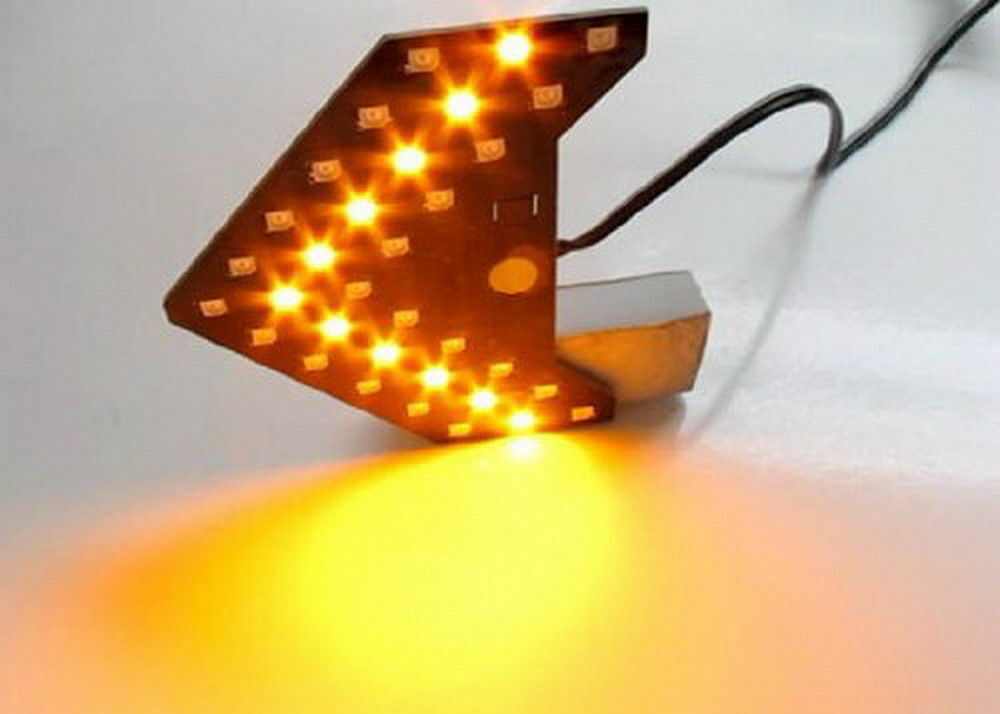 2Pcs Yellow 33-SMD Sequential LED Arrows for Car Side Mirror Turn Signal Lights