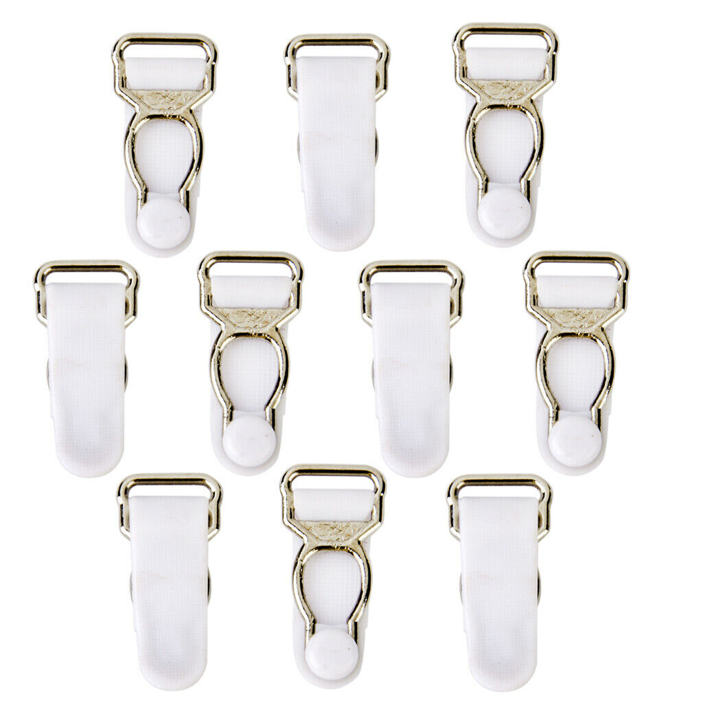Garter Belt for Men Belt Clips Hooks Cuffs 10 Pieces White