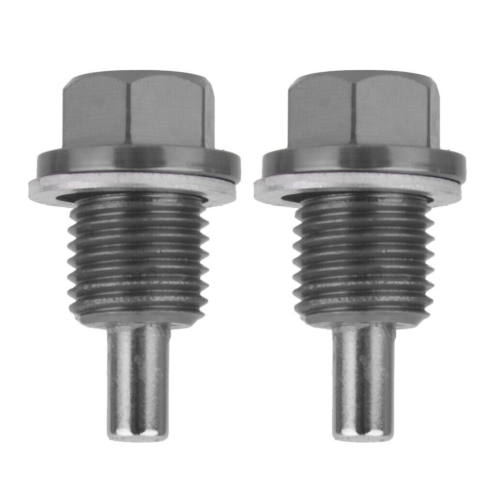 2 Pieces M14X1.5 Anodized Magnetic Oil Pan/Transmission Drain Plug Titanium