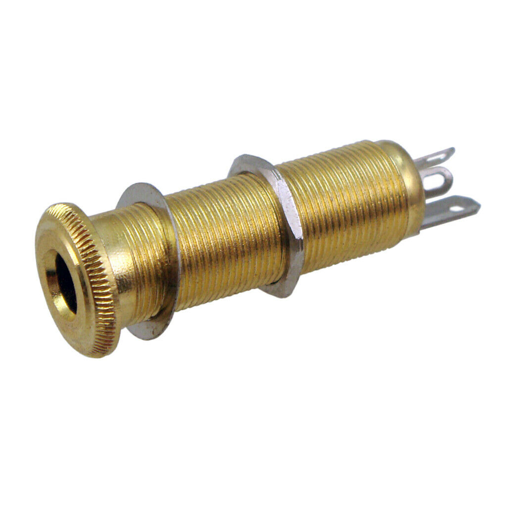 2 Pieces Threaded Cylinder 6.35mm Jack Socket Plug Guitar Bass Part A+B Accs