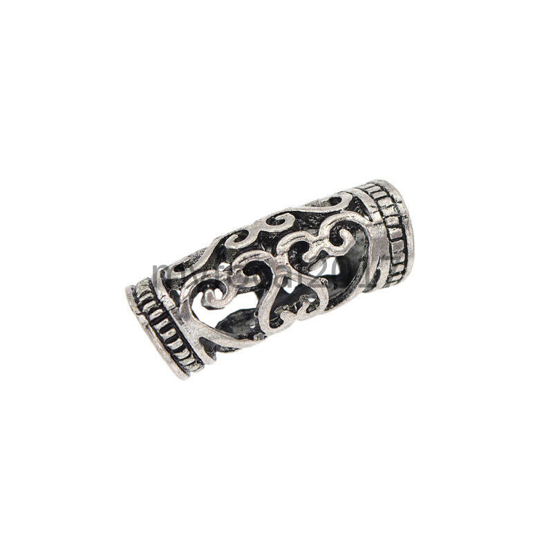 10pcs Sliver Hair Braiding Dread Dreadlock Beads Cuff Clip Metal Hollow out