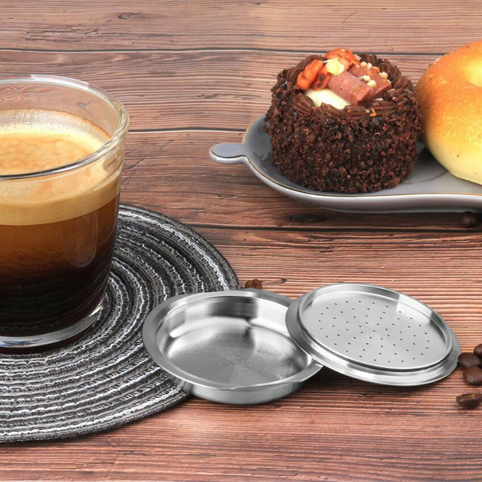 Household Stainless Steel Coffee Capsule w/ Spoon for Senseo Coffee Machine