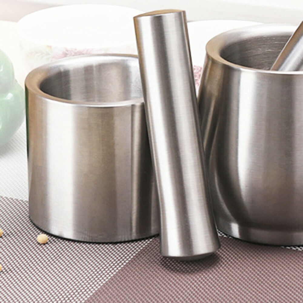 Stainless Steel Mortar and Pestle Food Pills Spice Garlic Grinder Garlic Press