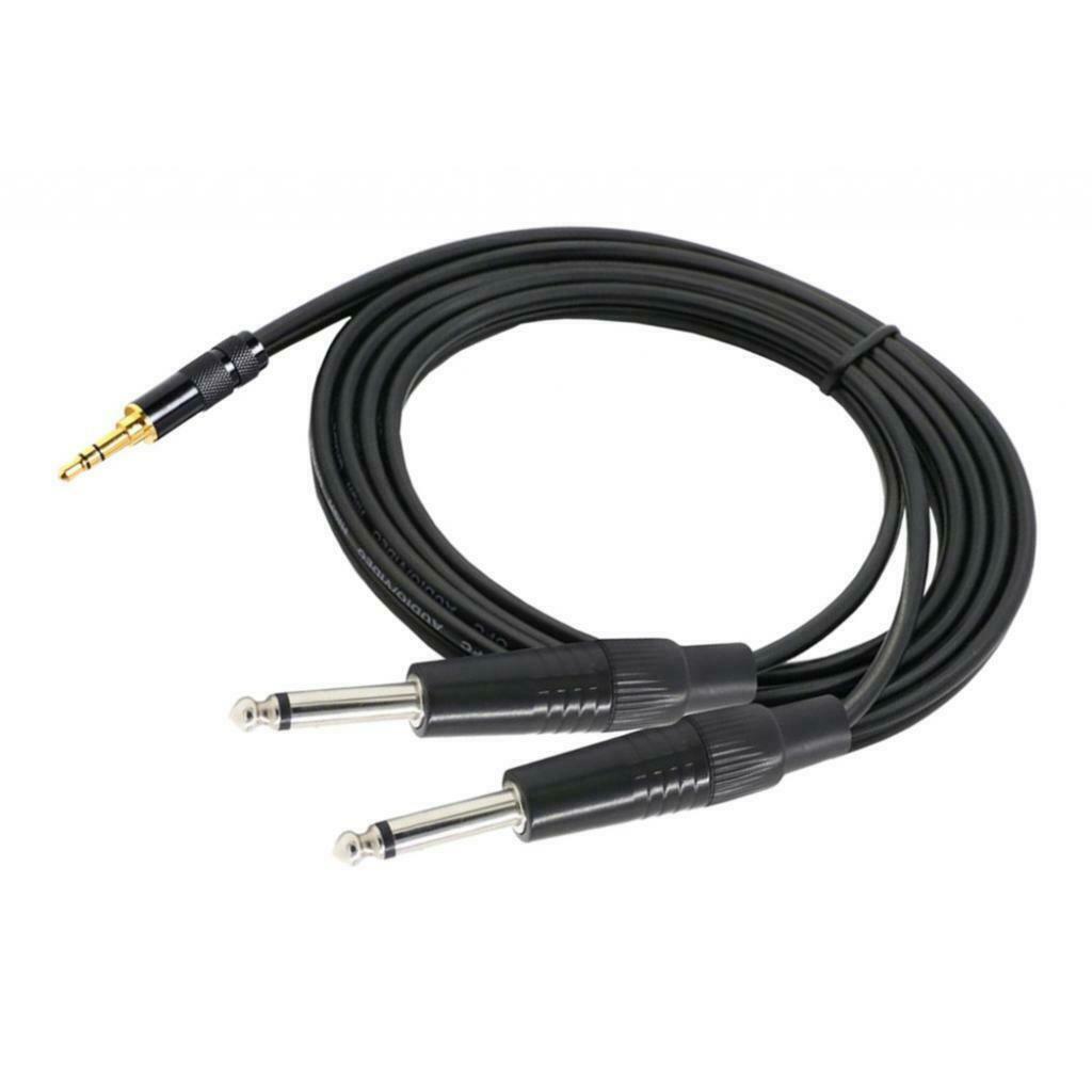 3.5mm 1/8" TRS to Dual 6.35mm 1/4" TS Mono Stereo Y-Cable Splitter  1x 1.5m