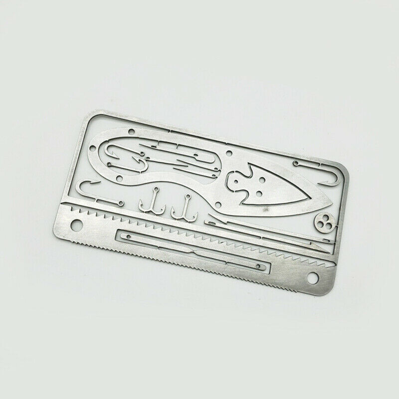 Multifunction Fishhook Survival Card Arrow Awl Needles Blades Hiking Camp.l8