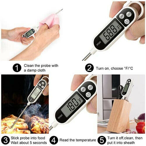 Instant Read Digital Electronic Thermometer Kitchen Cooking BBQ Grill Food Meat