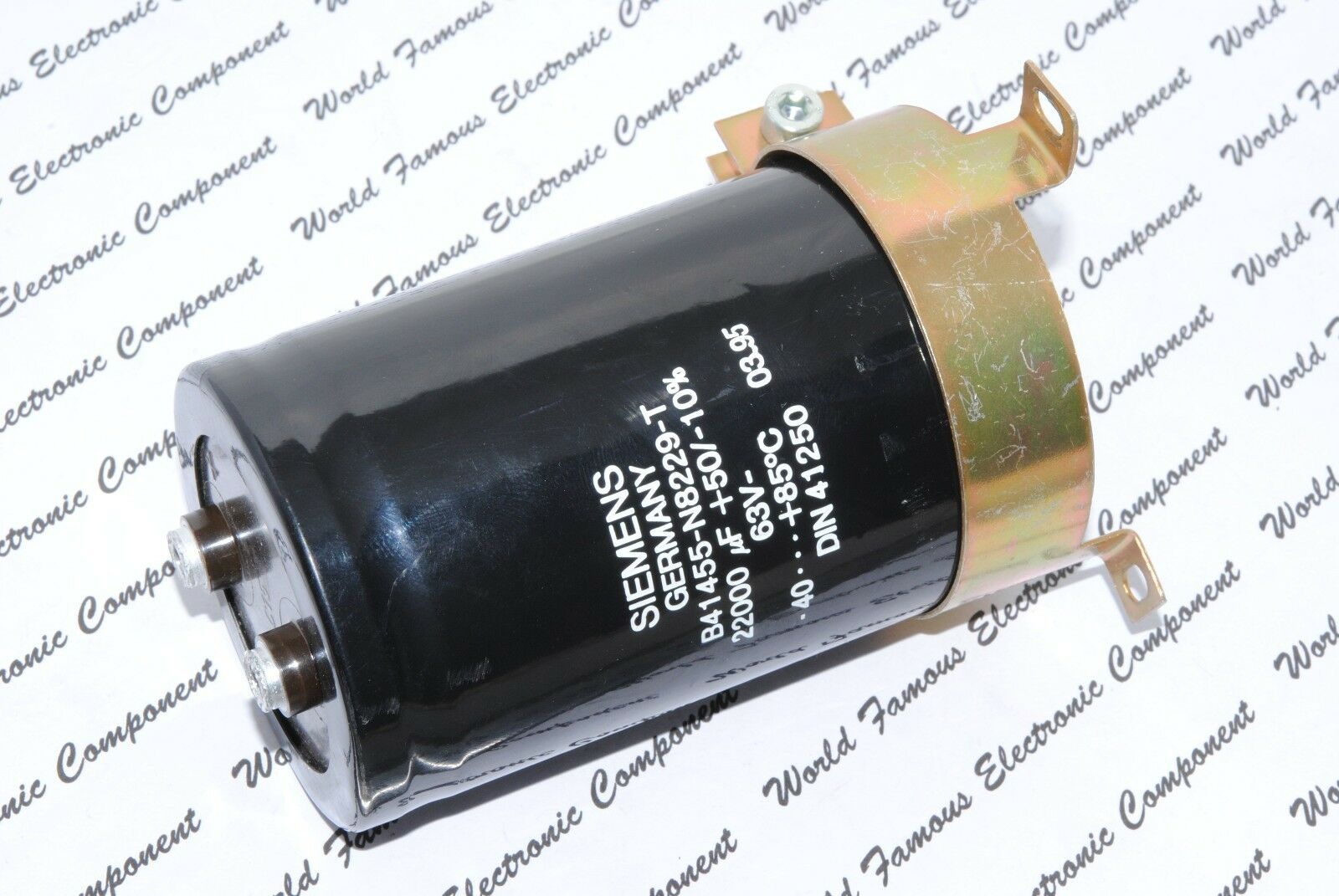 1pcs - SIEMENS 22000uF (22000µF) 63V Capacitor B41455-N8229-T + Clamp Holder
