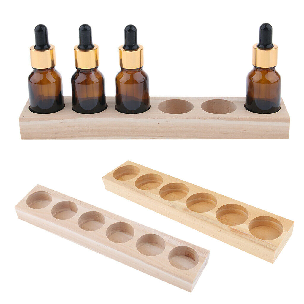 2 Pcs Wooden Essential Oil Displaying Storage Organizer Rack Hold 6x Oil Bottle