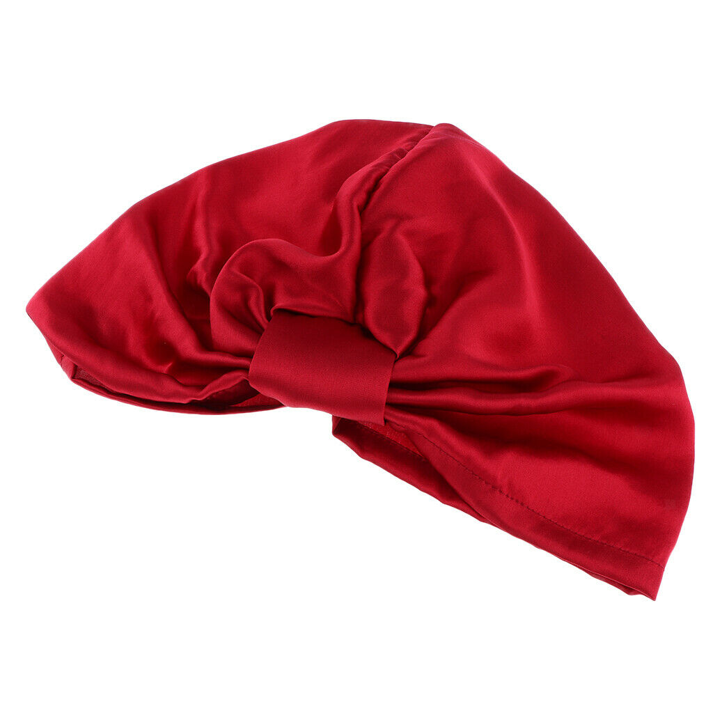 2Pcs Silky Pure Silk Elastic Breathable Knotted Sleep Hat Headwear Beanie