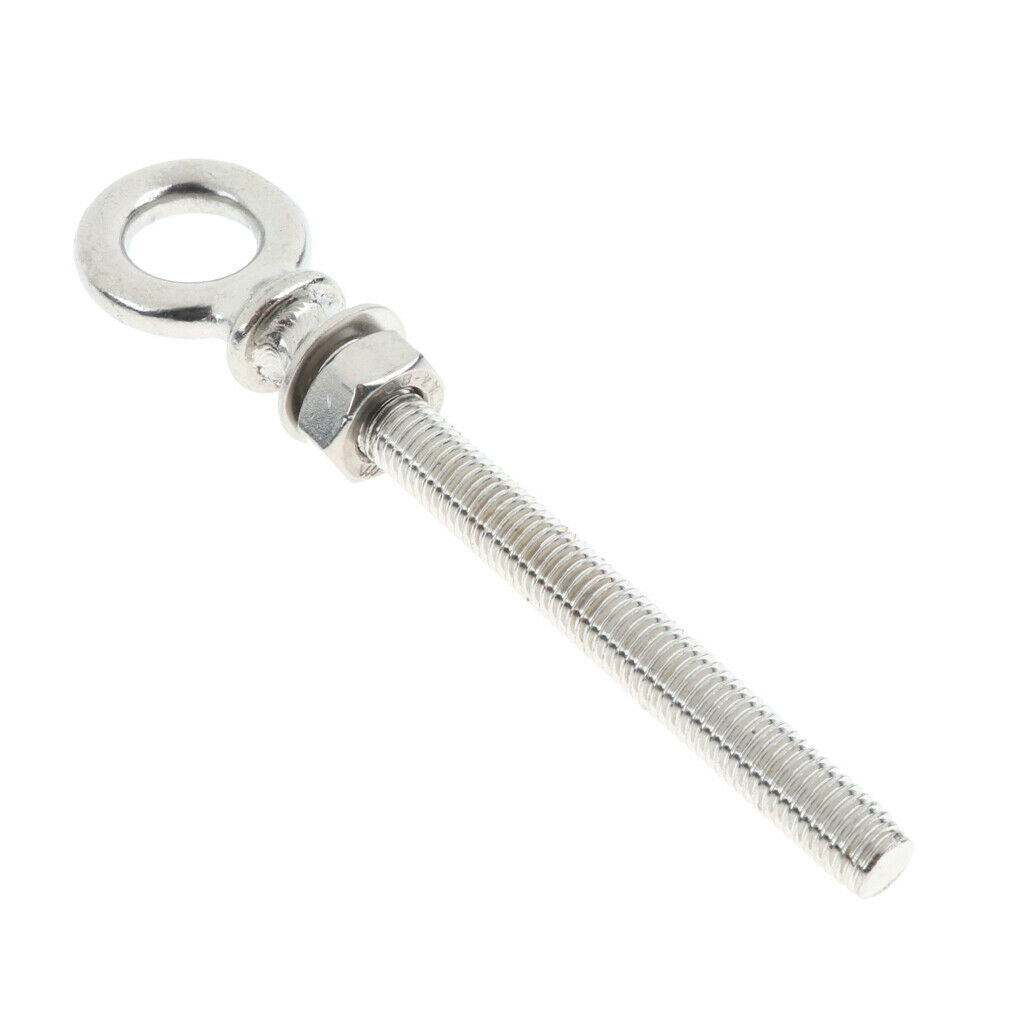 2Pcs M10 100mm Stainless Steel Eye Bolt Shade Sail Boat Roof Rack Bolt Nut