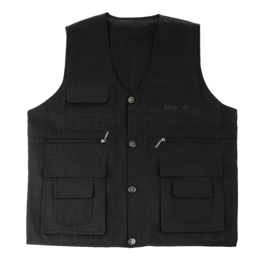 Men's Reversible Fishing Vest Photography Utility Waistcoat  3XL Blackblue
