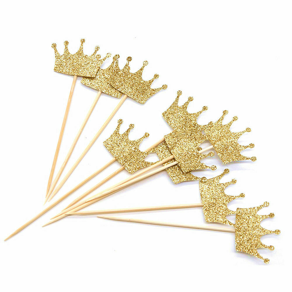 20pcs Cake Toppers Crown Cupcake Picks Christmas Party Favor Cake Ornament