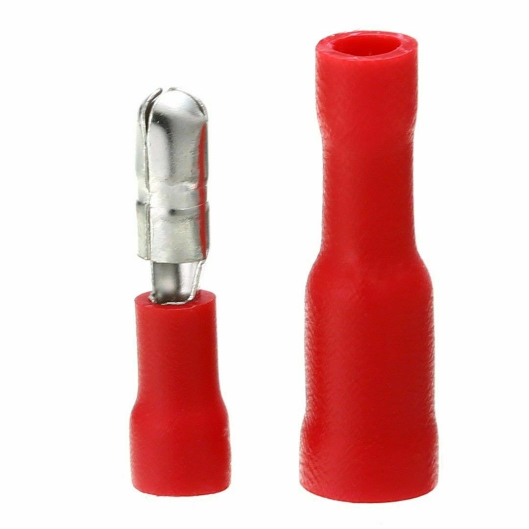 100X Red Male+Female Plug In Connector Bullet Crimp Terminals Wiring Insulated