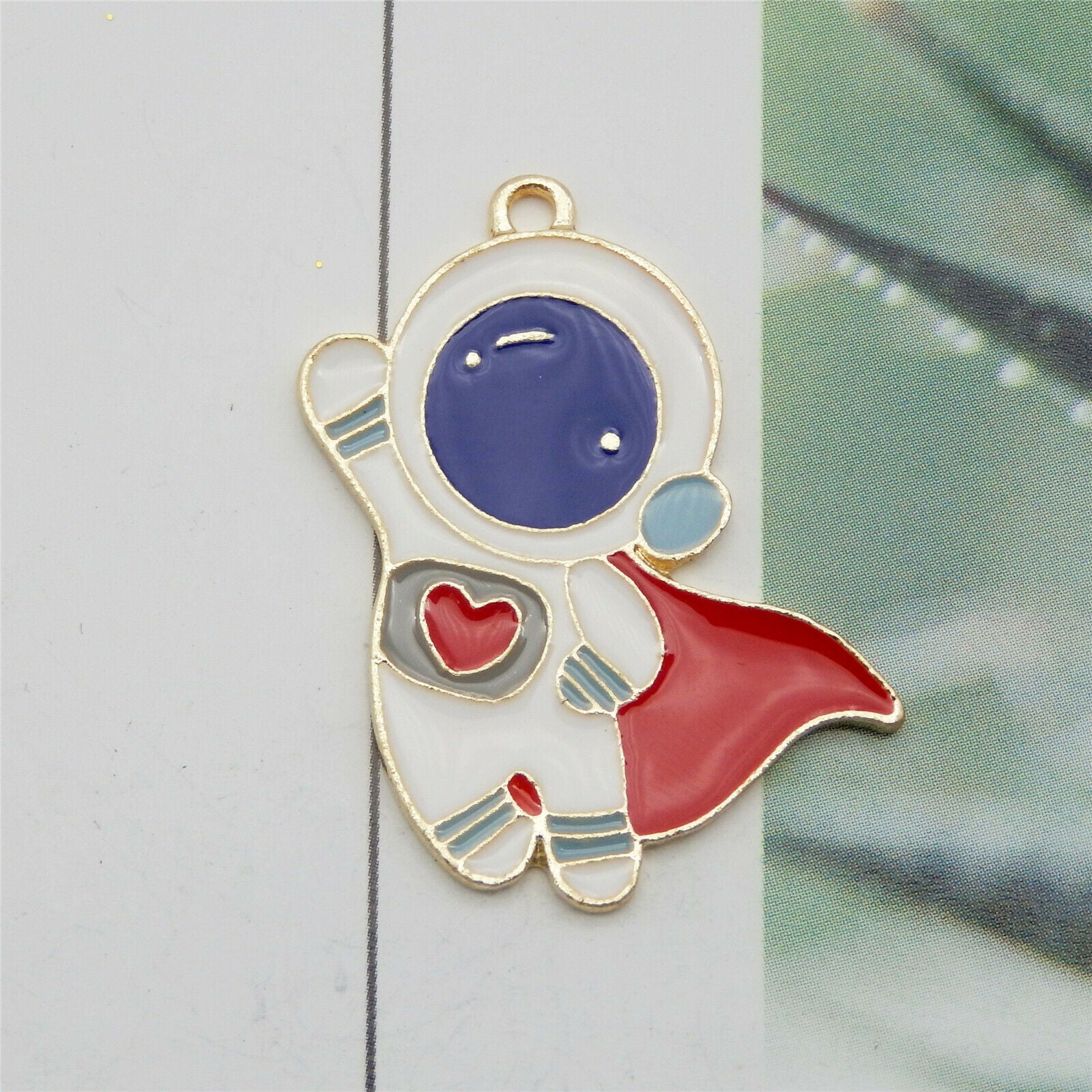 Wholesale Enamel 32x25mm Red Cloak Astronaut Pendant Charms Earring Bracelet 8pc