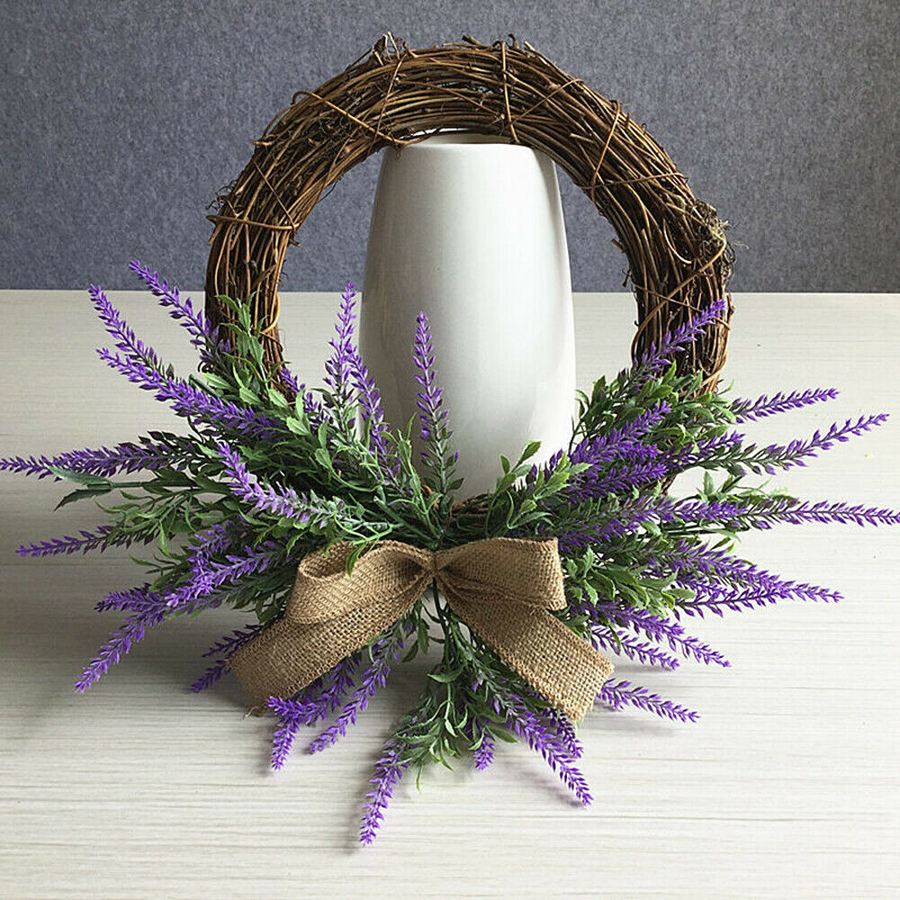 Artificial Garland Lavender Rattan Wreath Wedding Home Wall Party Door Decor DIY