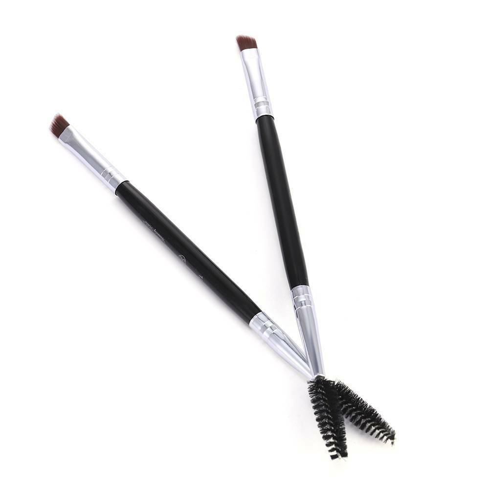 Double Ended Eyebrow Makeup Wand Brow Shaping Angled Eyelash Beauty Brush Tool ~