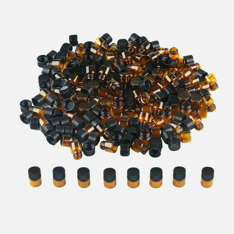 Essential Oil Amber Glass Dropper Bottles Empty Black Cap Refillable 20pcs