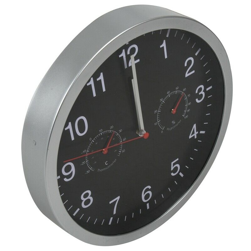 3 in 1 Silent Quartz Wall Clock Quiet Sweep Movement Thermometer Hygrometer NoW7