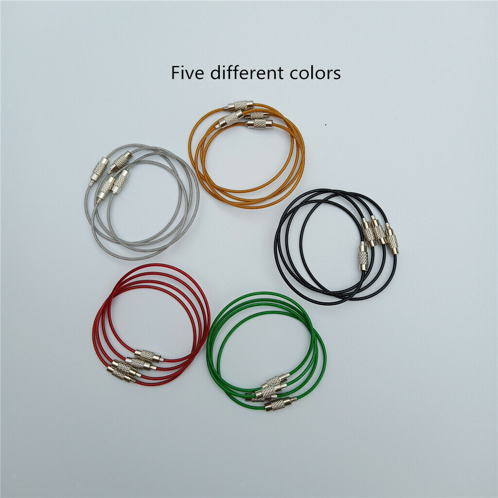 20Pcs Stainless Steel Wire Keychain Rings Cable Loops 5cm Loop Reusable