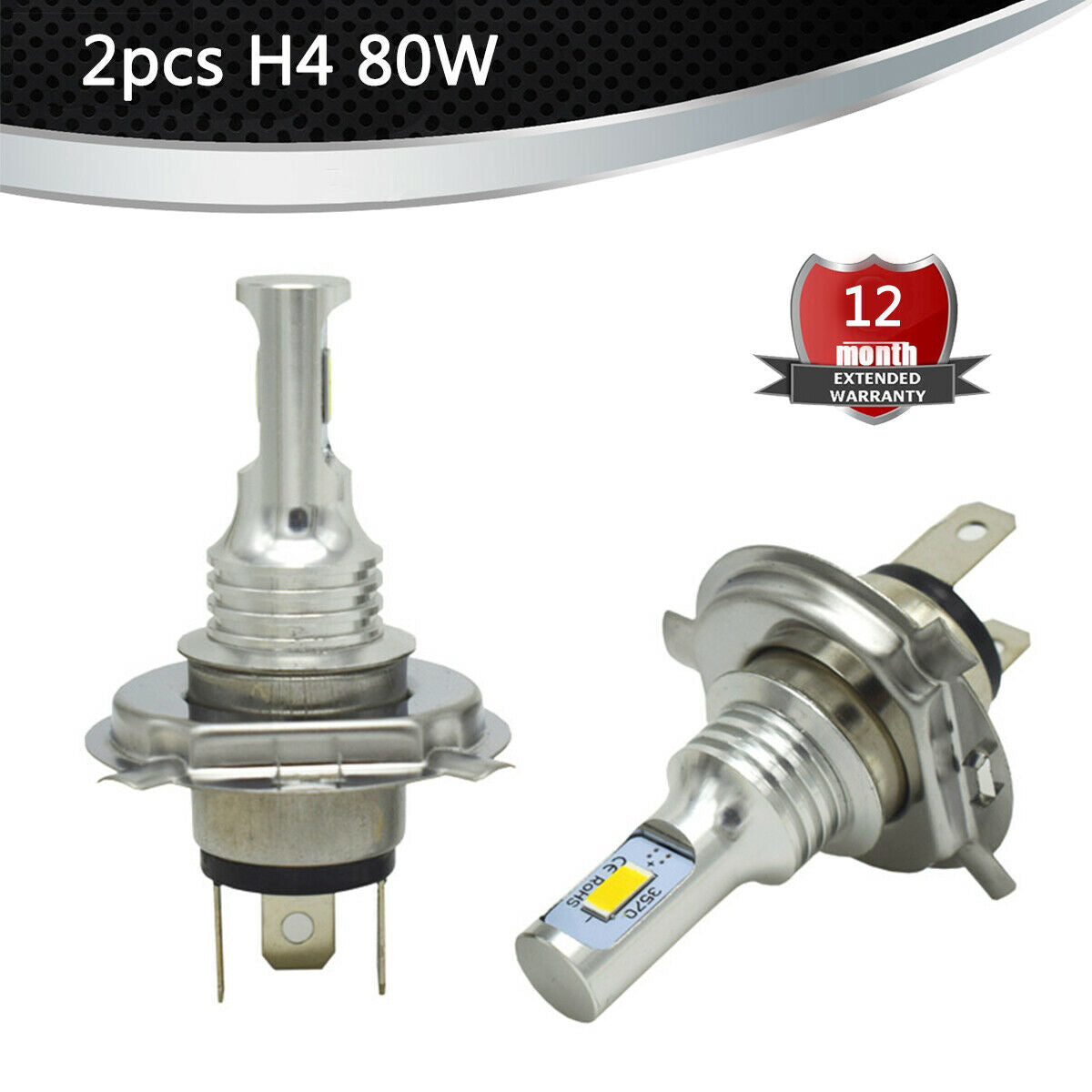 35W 4000LM H4 9003 HB2 LED Headlight Bulb High & Low Beam White Error Free 2PCS