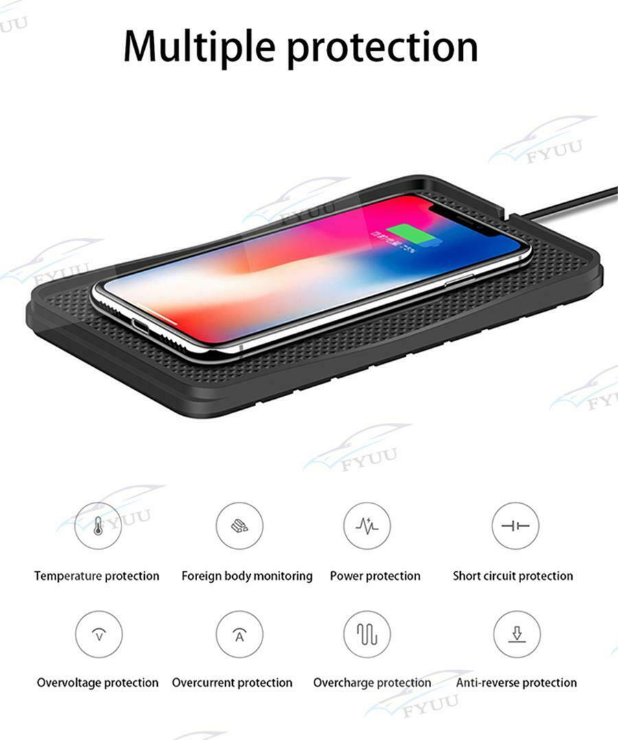 10W Qi Wireless Car Phone Charger Fast Charging pad mat Smartphone Charger Black
