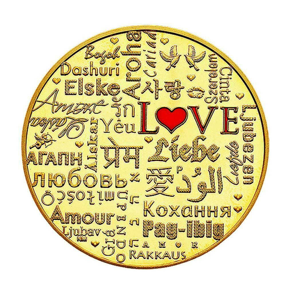 1pc Commemorative Coin Love Birds Couple Flying Souvenir Golden Decor Art