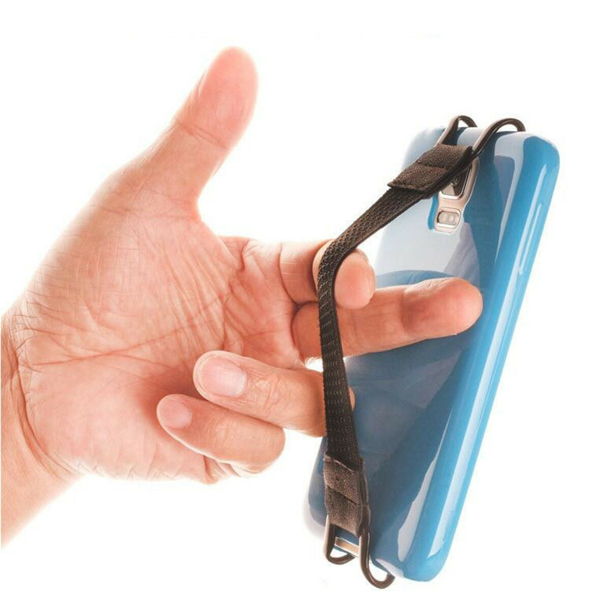 4pcs Black Mobile Phone Holder Elastic Strap Metal Bracket One Hand Operation