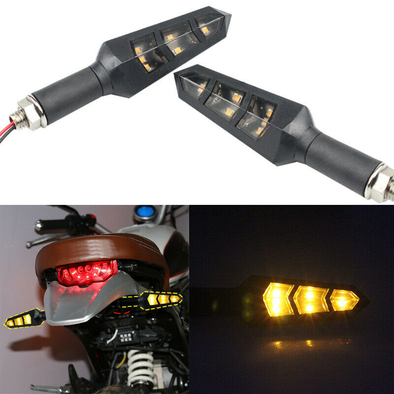 2Pcs Motorcycle Turn Signals LED Blinker Flowing Water Flashing Light Indicators