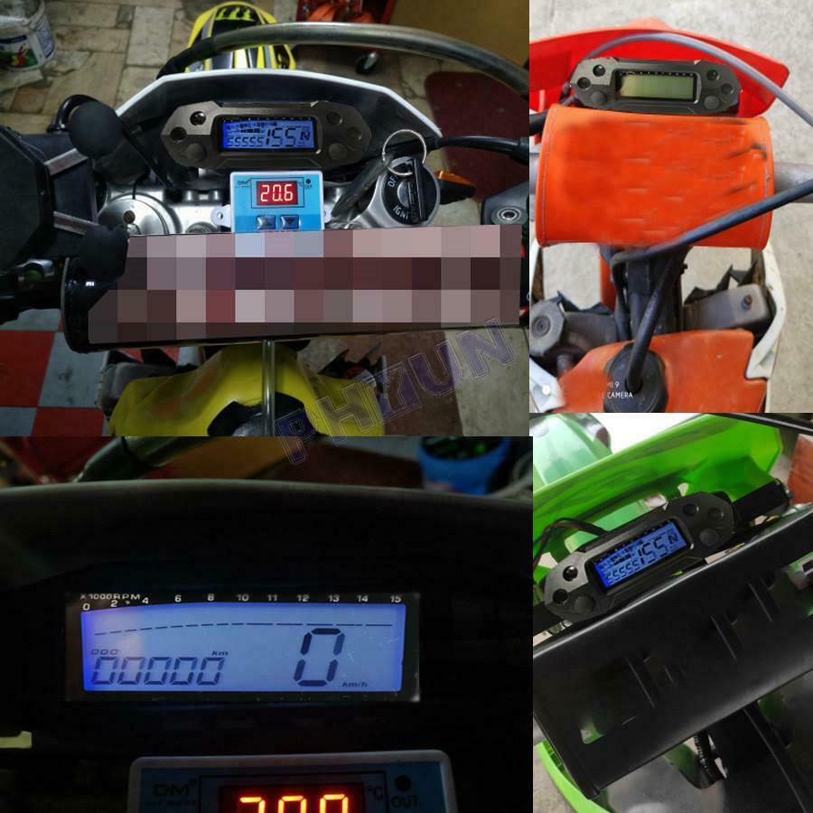 Motorcycle LCD Digital Speedometer Odemeter Tachometer w/ Sensor 12V Universal