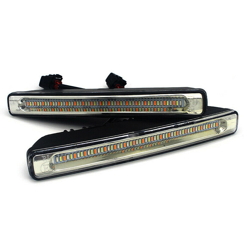 White/Yellow/Blue Car LED Daytime Running Light DRL Fog Light w/Turn Signal Lamp