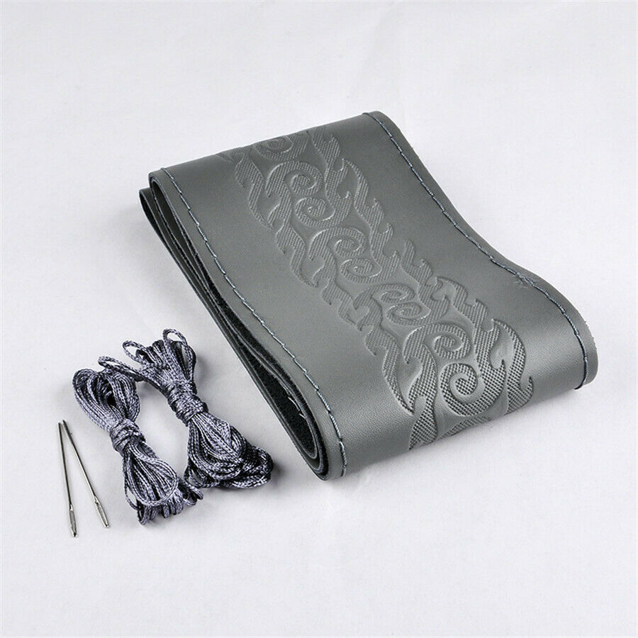 Manual Sewing leather printing Steering Wheel Covers Black & red line