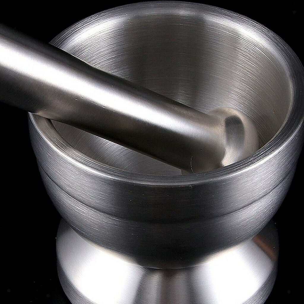 Stainless Steel Mortar and Pestle Polished Spice Herb Grinding Bowl Paste
