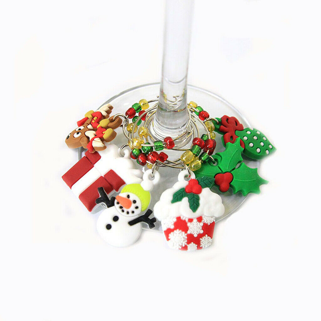 12pcs/Set Wine Glass Charm Rings Earring Beading Hoop Party Favor