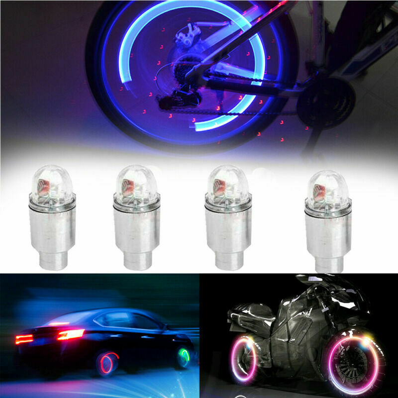 4pcs Valve Stem Car Wheel Tyre Tire Air LED Light Caps Dust Cover Accessories