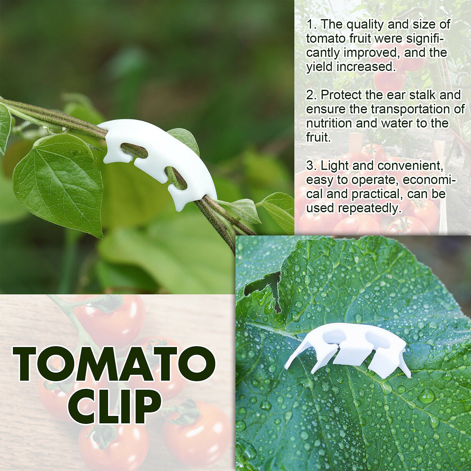 Tomato Vegetable Support J-hook Clips Anti Bending Stems Vegetables Pack Of 100