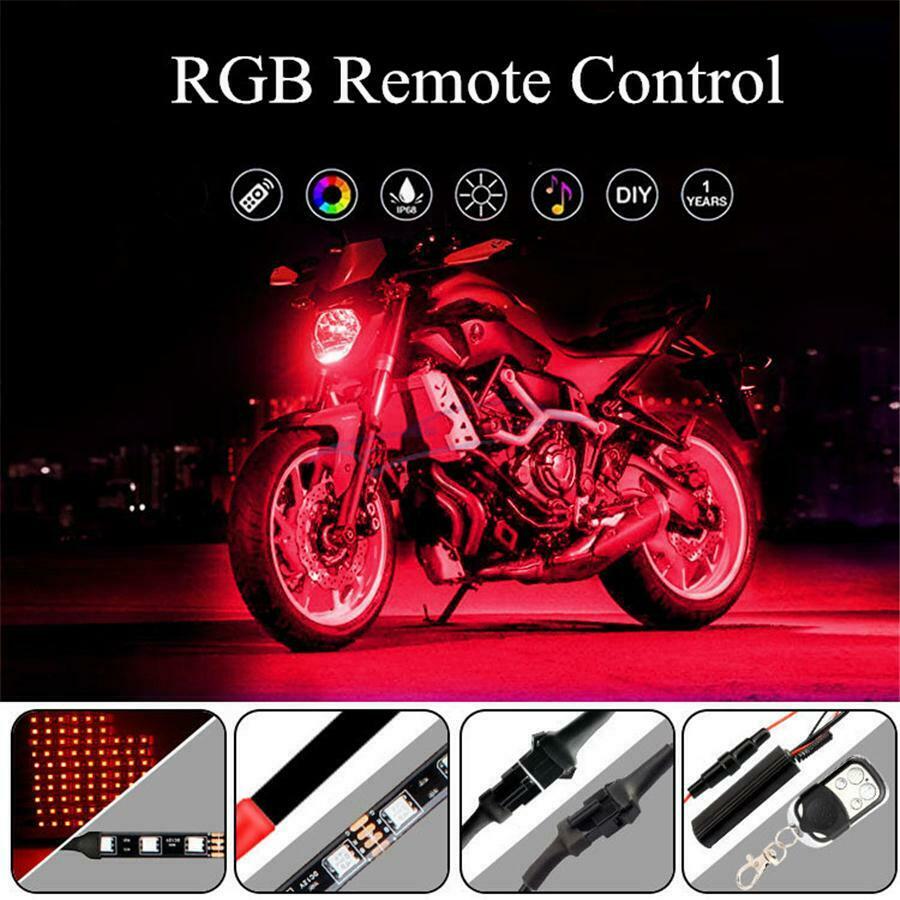 12PCS 144LED Motorcycle ATV RGB LED Neon Light with Kit Controller Universal