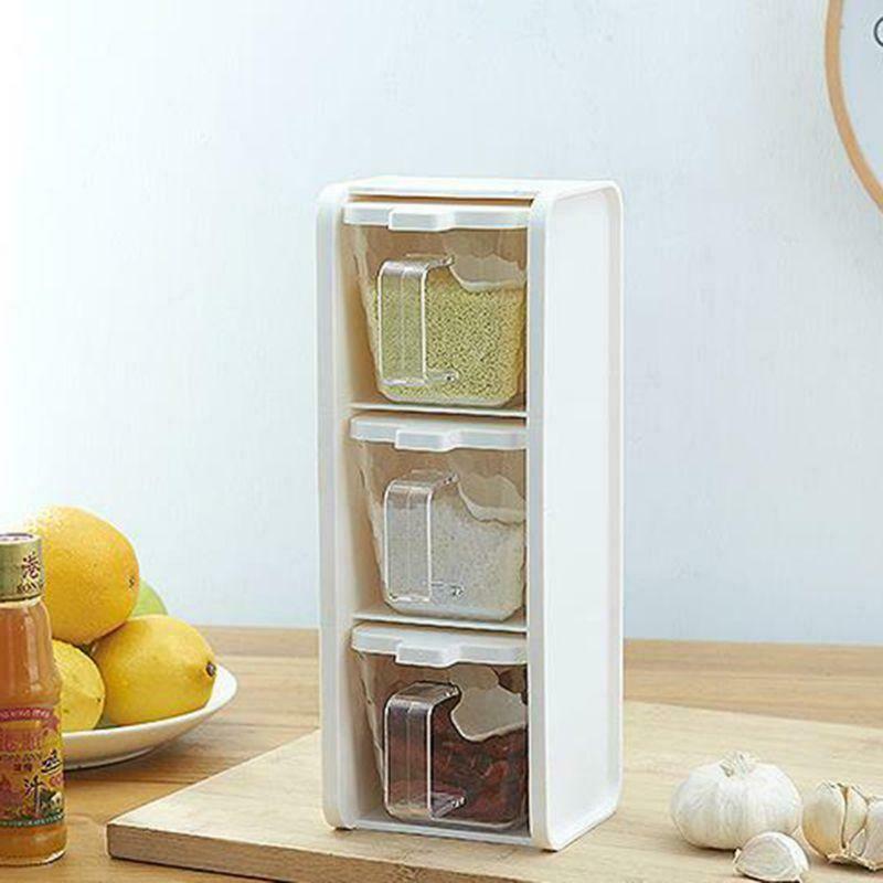 Spice box with lid storage container transparent handle kitchen spice jar