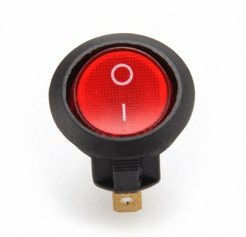 5Pcs Rotundity SPST ON/OFF Lighted Snap In Rocker Switch