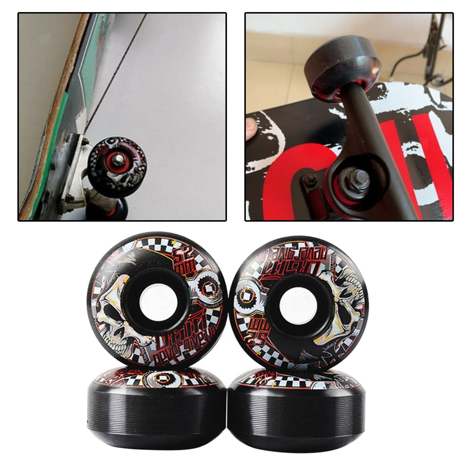 4Pack Skateboard Wheels Set Non-slip Skate Board Cruiser Roller Repair Parts