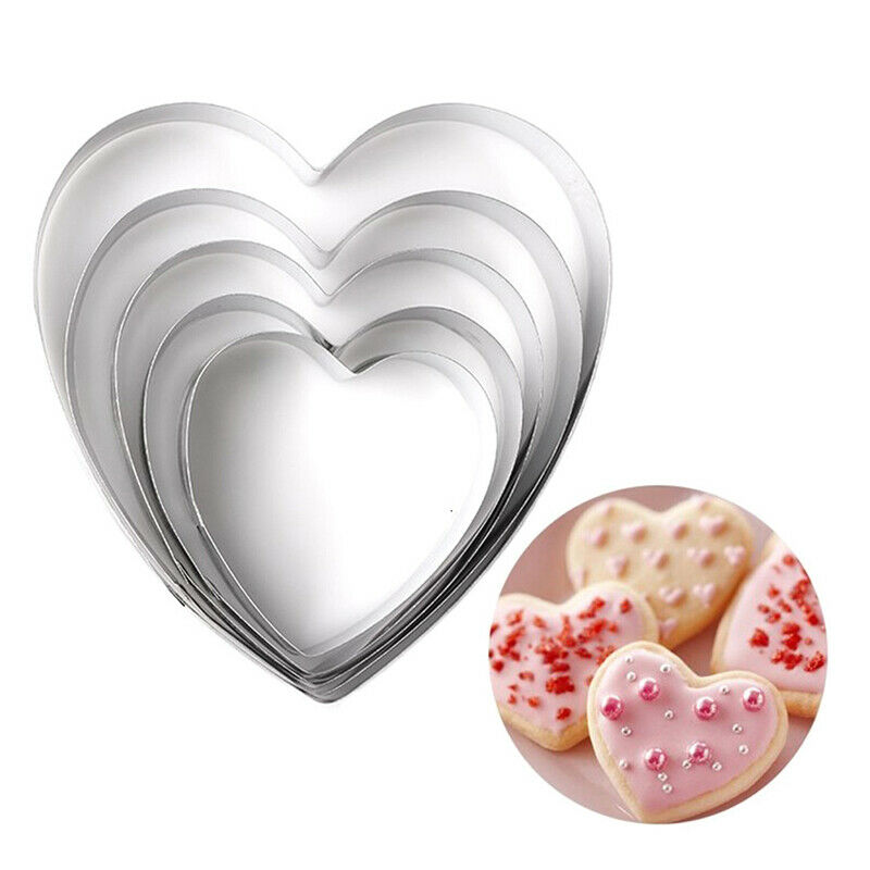 5pcs/set Heart Shape Cookie Cutter Cake Decorating Tools Fondant Fondant .l8