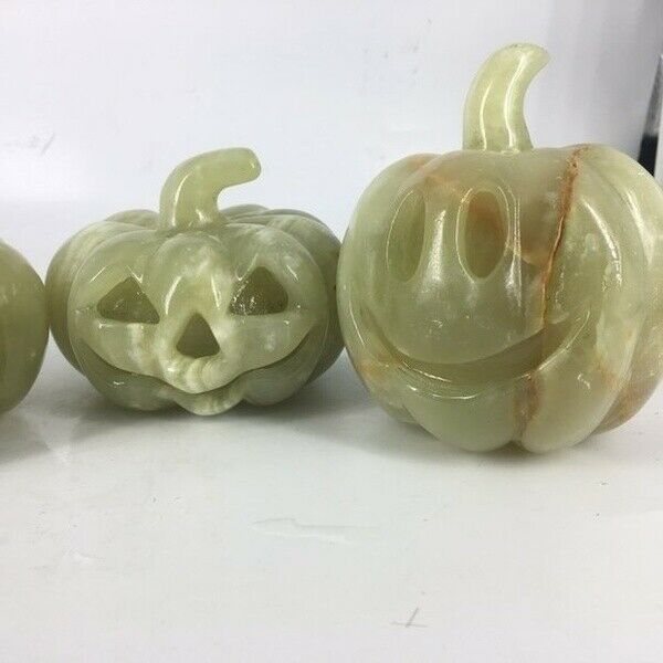 Halloween Pumpkin fluorite  Natural Quartz Crystal Carved Festival Home Prop