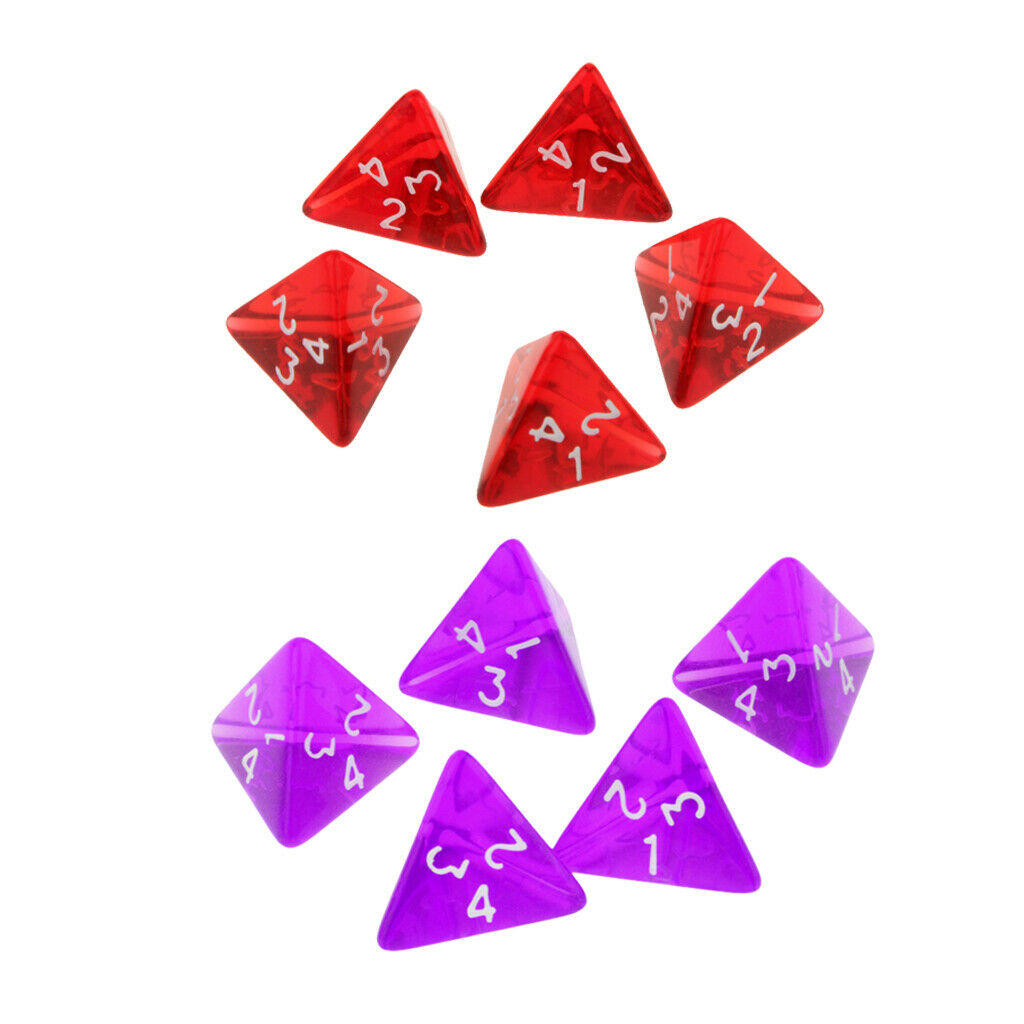 10x Polyhedral Dices D4 Dice Set for   Games, Purple + Red