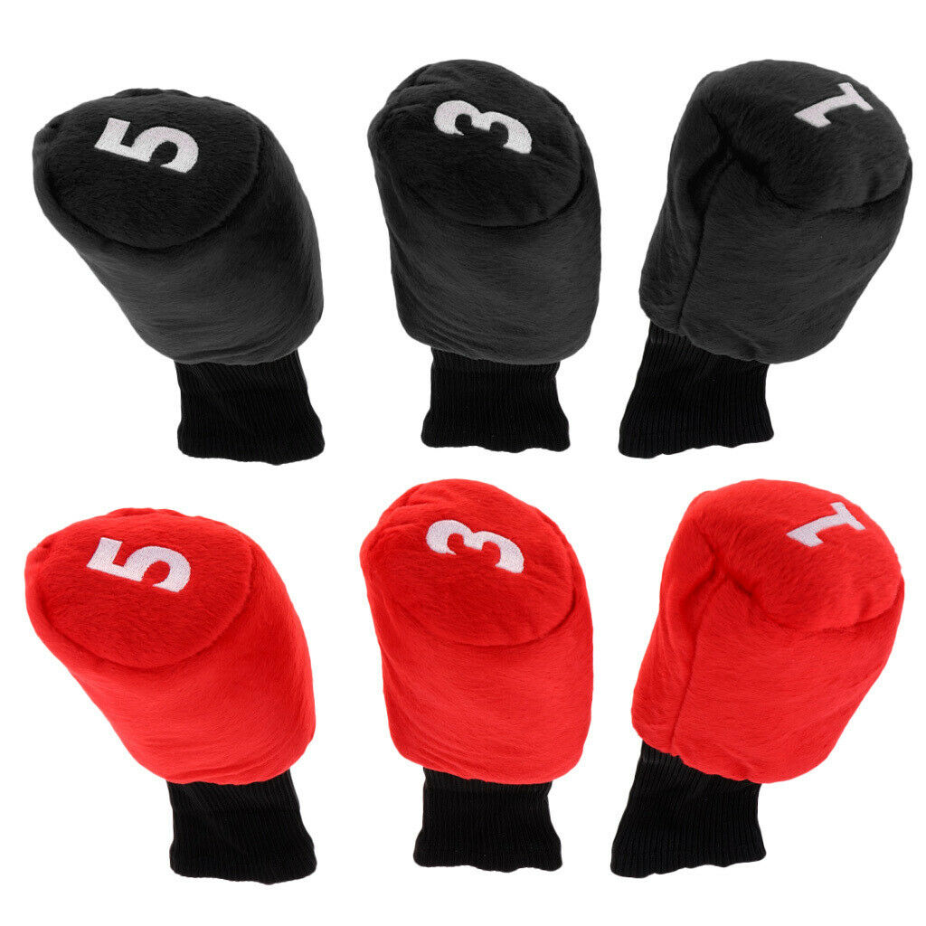 6pcs Golf Club Cover Wood Headcover Protector Long Neck Socks Sleeve Bag