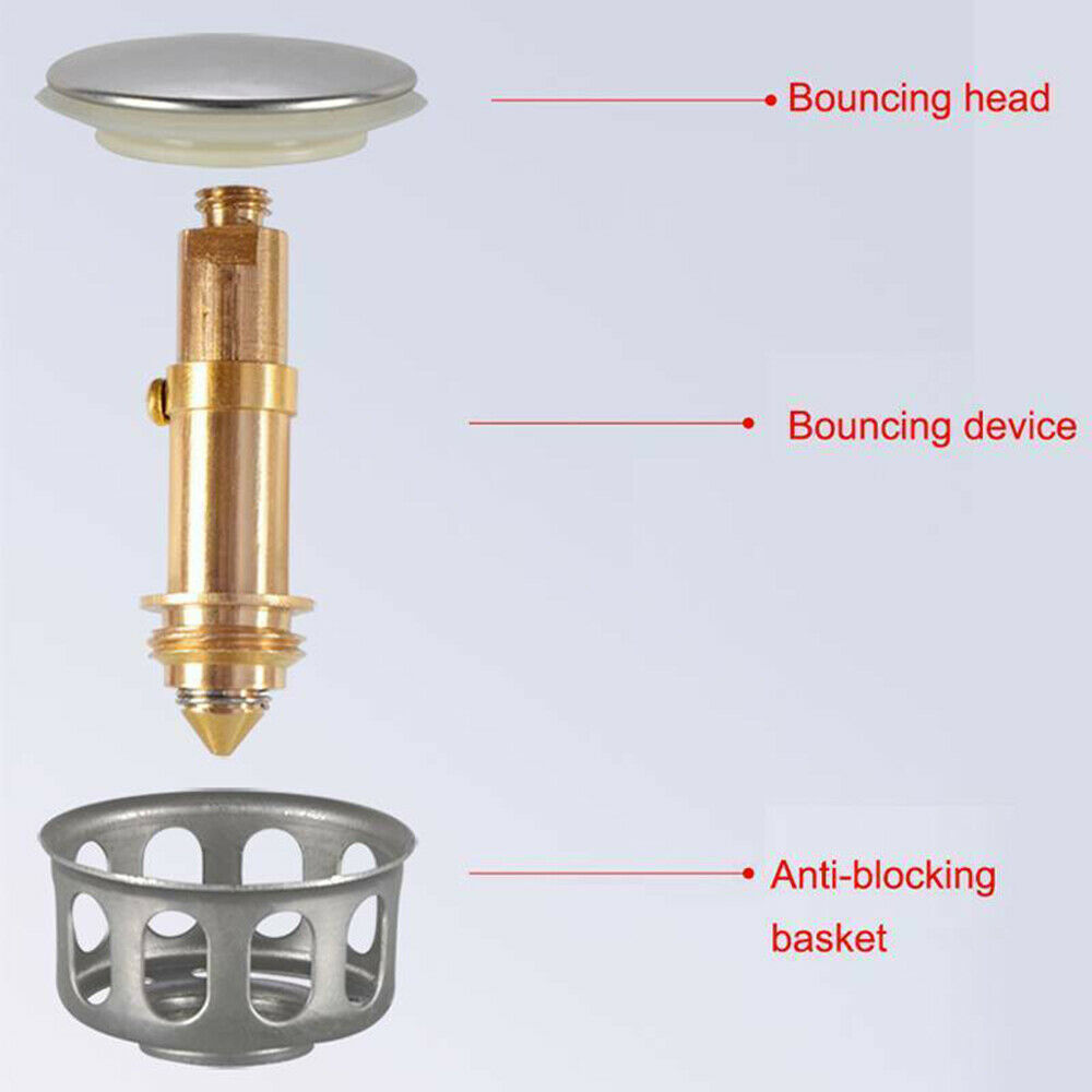 Universal -Wash Basin Bounce Drain Filter Pop Up Bathroom Toilet Sink Drain Plug