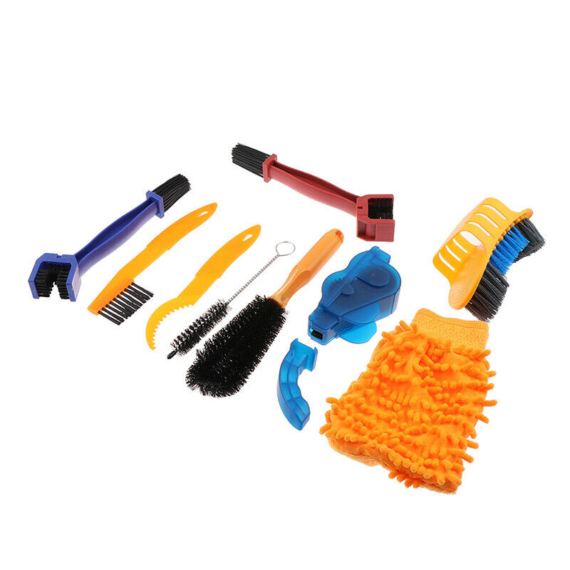 9Pcs/set Bike Chain Cleaner Scrubber Brushes Bike Wash Tool Set Cleaning Kit Tt