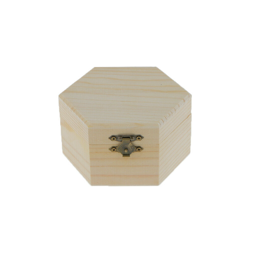 3 X Wooden Hexagonal Wooden Trinket Chest Gift Box 10.5 X 6.5cm